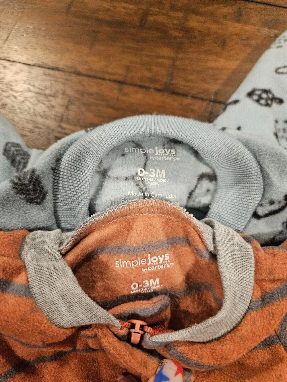 Carters - 2 PC Fleece Footie Pajamas - Size 0-3Mo